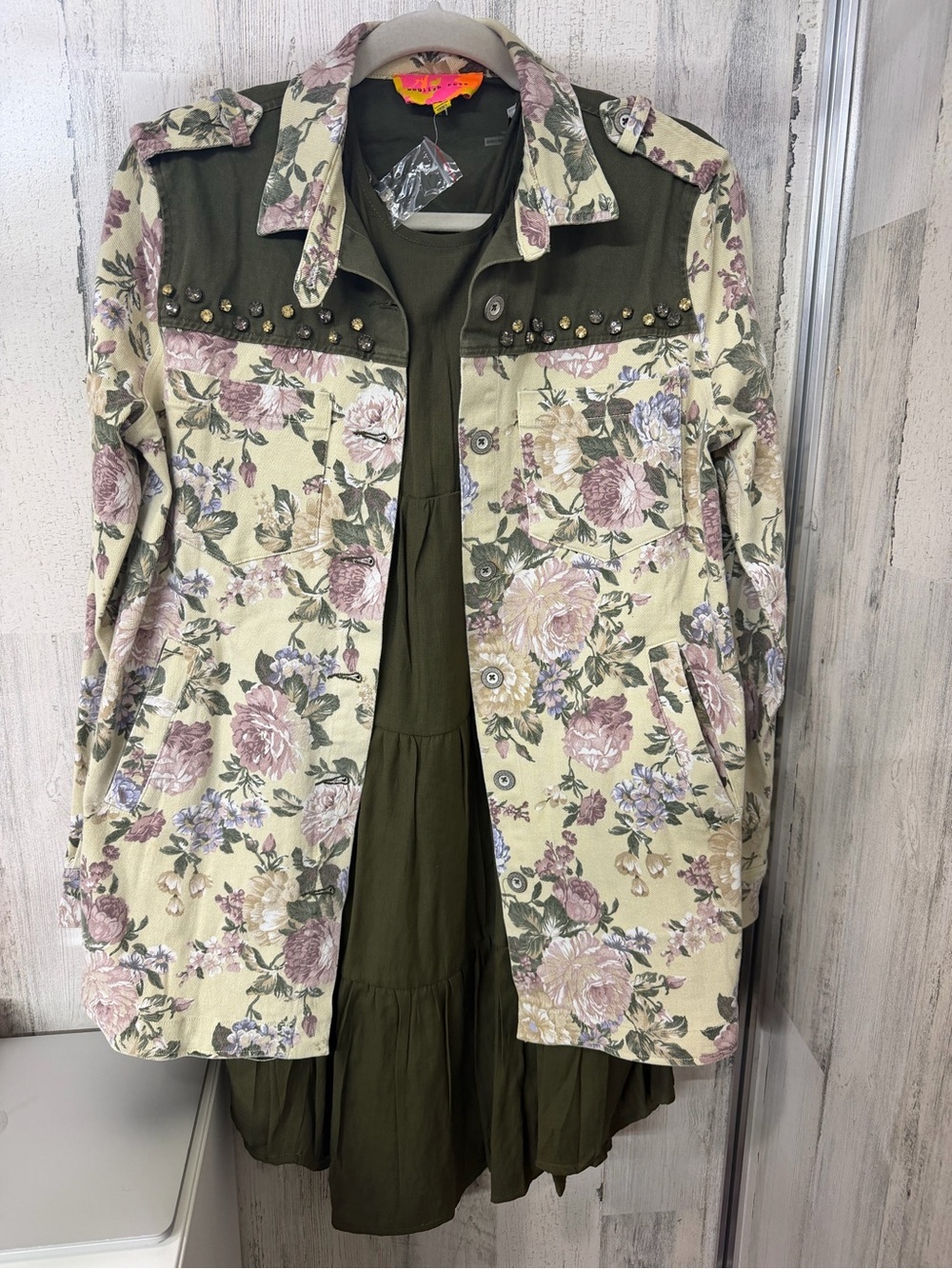 English Rose Floral Studded Utility Jacket - Picture 2 of 7